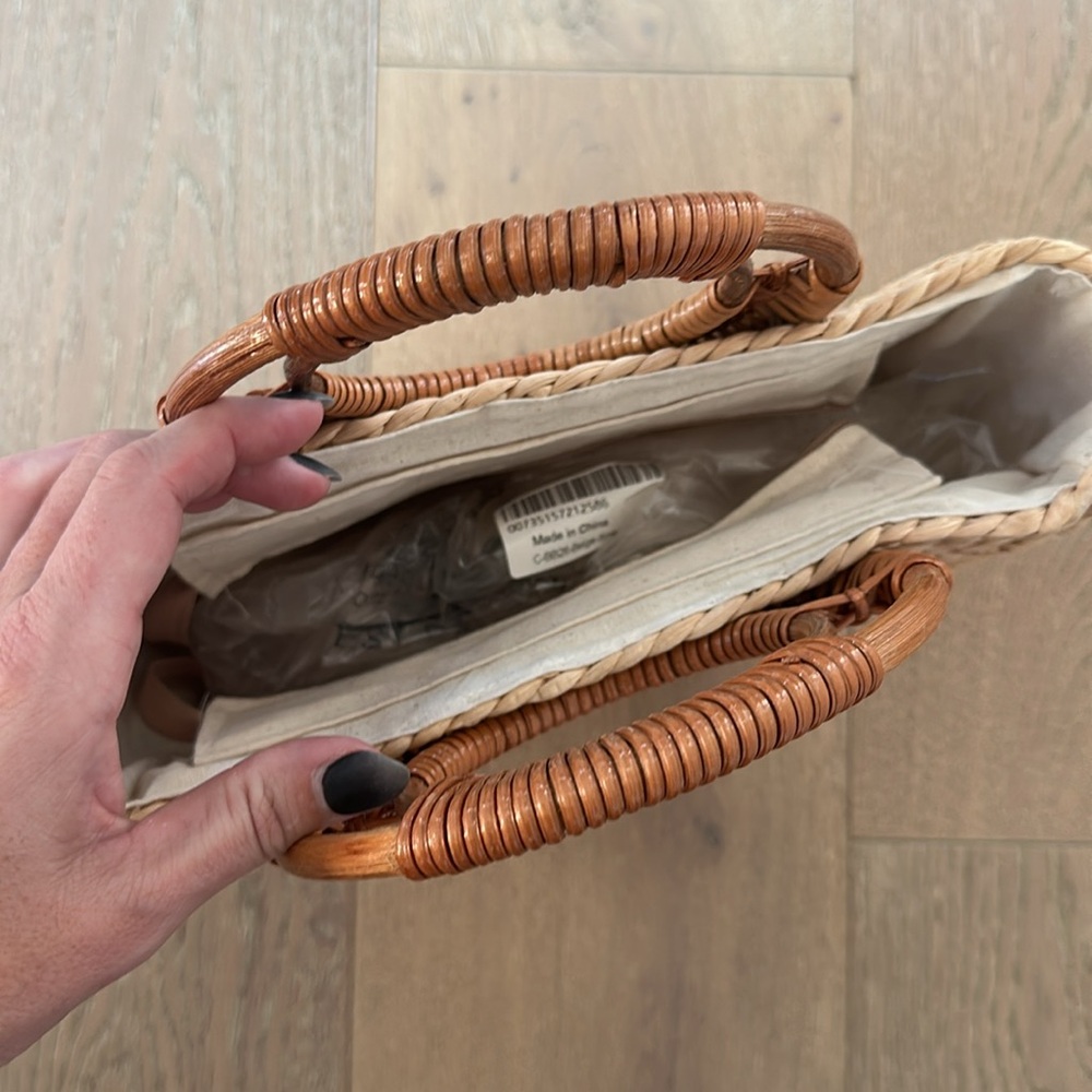 Top Handle Woven Straw Summer Tote Bag - Picture 7 of 11